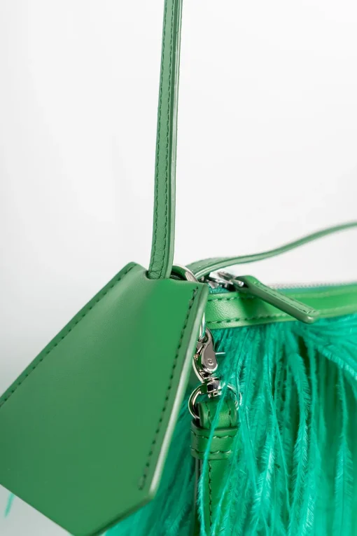 GREEN FEATHER BAG