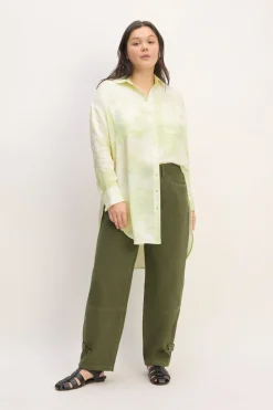 GREEN TIE-DYE SATIN SHIRT