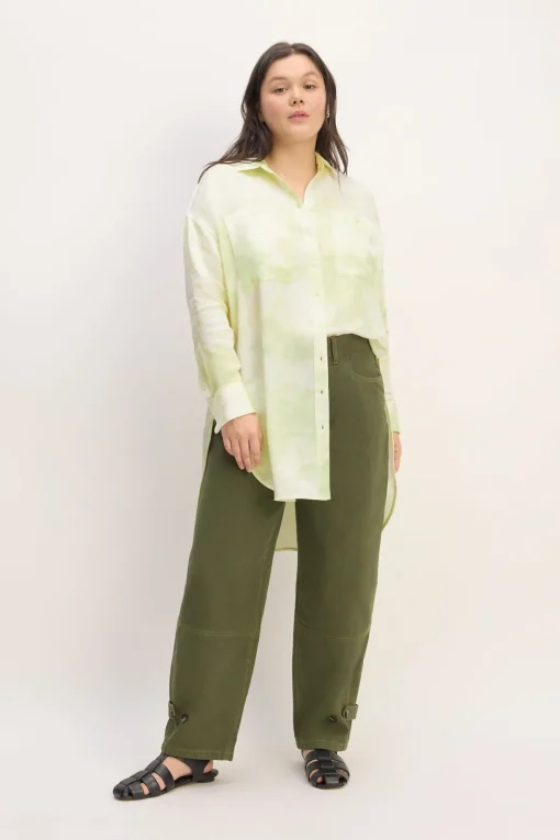 GREEN TIE-DYE SATIN SHIRT