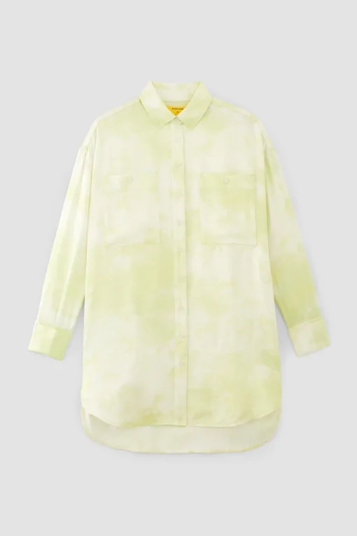 GREEN TIE-DYE SATIN SHIRT