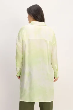 GREEN TIE-DYE SATIN SHIRT