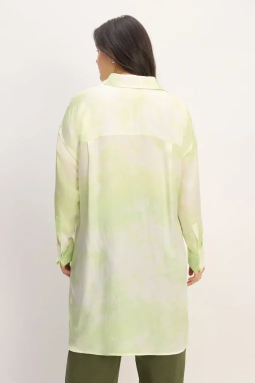 GREEN TIE-DYE SATIN SHIRT