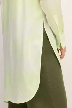 GREEN TIE-DYE SATIN SHIRT