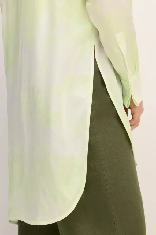 GREEN TIE-DYE SATIN SHIRT