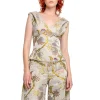 GREY SATIN BROCADE OFF SHOULDER FITTED TOP