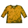 KHAKI AND ORANGE SPLATTERED LONG SLEEVE TOP