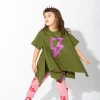 KHAKI AND PINK THUNDER PRINT FLAP T-SHIRT