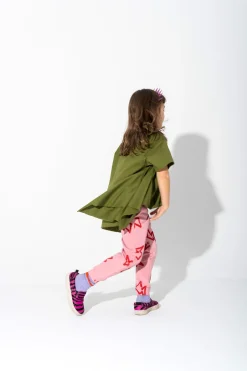 KHAKI AND PINK THUNDER PRINT FLAP T-SHIRT
