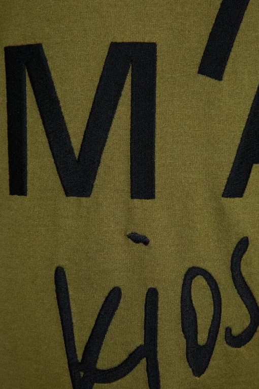 KHAKI EMBROIDERED T-SHIRT