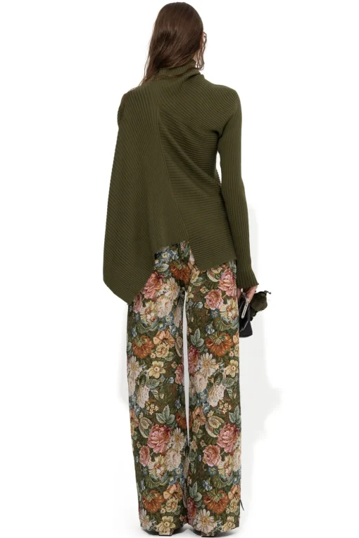 KHAKI MERINO DRAPED JUMPER