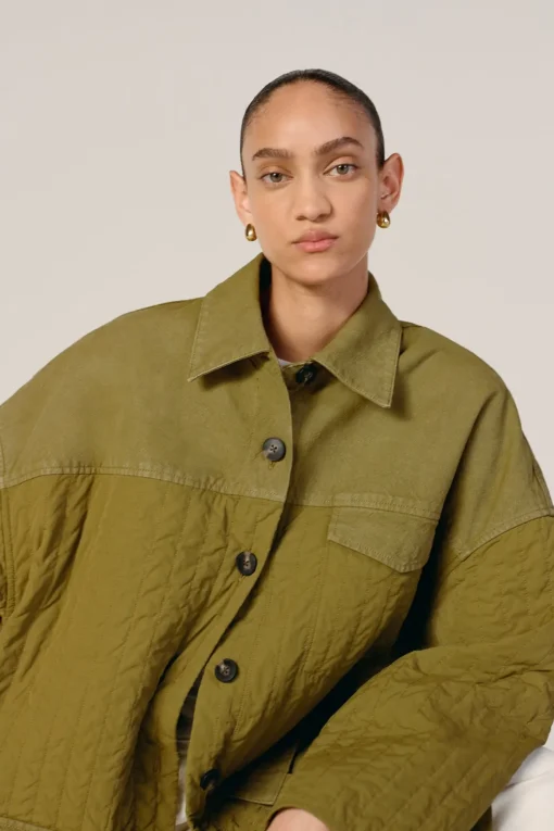 KHAKI PATCHWORK OVERSHIRT