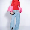 LIGHT BLUE BOYFRIEND TROUSERS WITH BIG EYELET