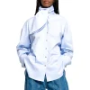LIGHT BLUE LOOSE FIT TIE SHIRT