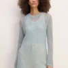 LIGHT BLUE MESH KNIT LONG JUMPER