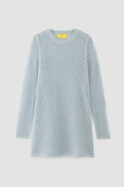LIGHT BLUE MESH KNIT LONG JUMPER