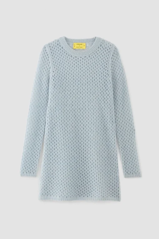 LIGHT BLUE MESH KNIT LONG JUMPER