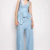 LIGHT BLUE PATCH POCKET BOYFRIEND TROUSERS