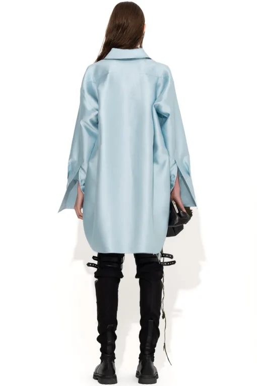 LIGHT BLUE SATIN OVERSIZED SHIRT