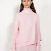 LIGHT PINK DRAPED JUMPER IN MERINO KNIT