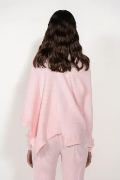 LIGHT PINK DRAPED JUMPER IN MERINO KNIT