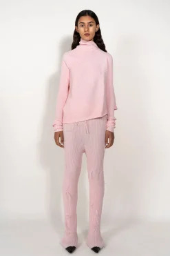LIGHT PINK DRAPED JUMPER IN MERINO KNIT
