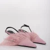 LIGHT PINK FEATHER SLING BACKS