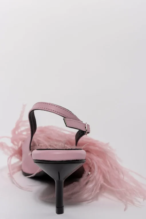 LIGHT PINK FEATHER SLING BACKS