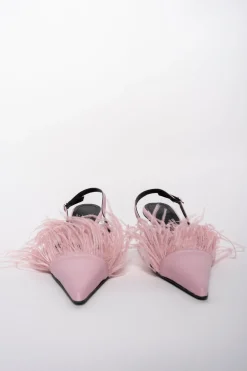 LIGHT PINK FEATHER SLING BACKS