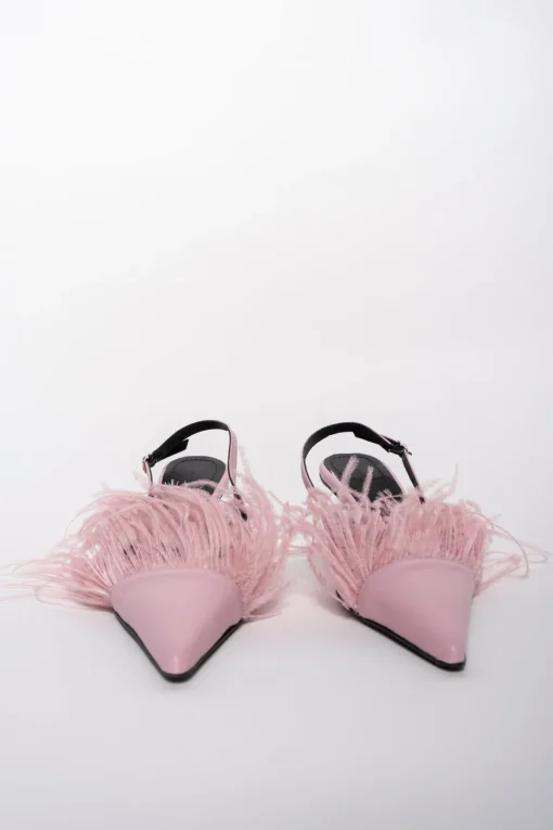 LIGHT PINK FEATHER SLING BACKS