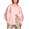 LIGHT PINK SHIRT WITH MIKADO BOMBER SLEEVES