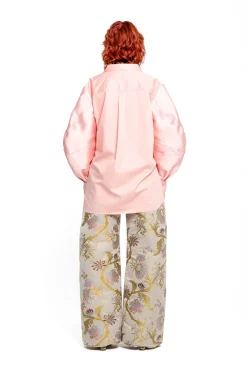 LIGHT PINK SHIRT WITH MIKADO BOMBER SLEEVES