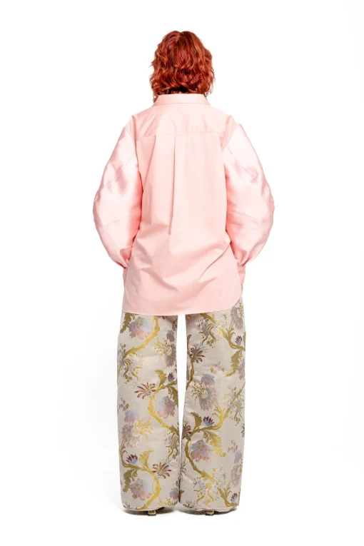 LIGHT PINK SHIRT WITH MIKADO BOMBER SLEEVES
