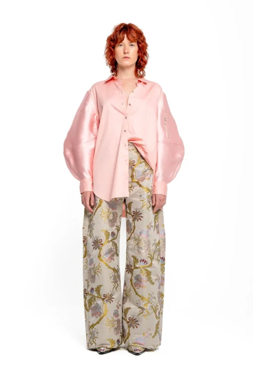 LIGHT PINK SHIRT WITH MIKADO BOMBER SLEEVES