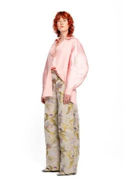 LIGHT PINK SHIRT WITH MIKADO BOMBER SLEEVES