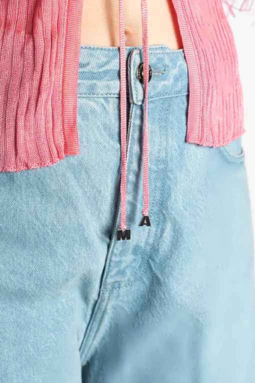LIGHT PINK VISCOSE KNITTED TOP WITH FEATHERS