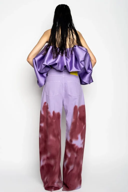LILAC AND BURGUNDY TIE DYE BOYFRIEND TROUSERS
