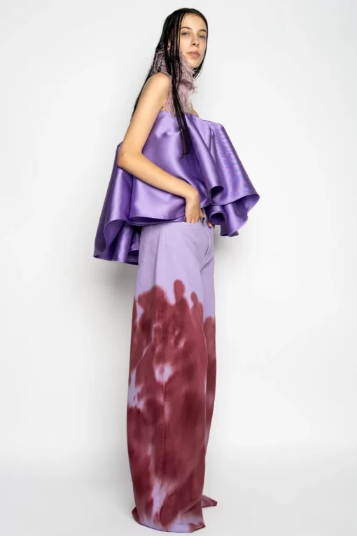 LILAC AND BURGUNDY TIE DYE BOYFRIEND TROUSERS