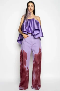 LILAC AND BURGUNDY TIE DYE BOYFRIEND TROUSERS