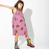 LILAC AND GREEN BUNNY PRINT STRAPPY DRESS
