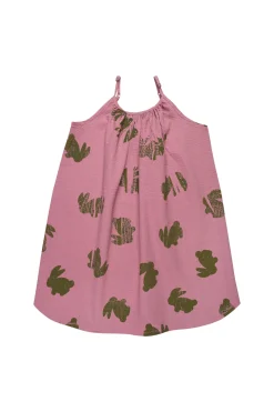 LILAC AND GREEN BUNNY PRINT STRAPPY DRESS