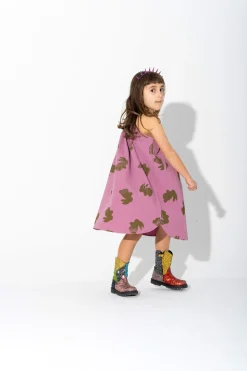 LILAC AND GREEN BUNNY PRINT STRAPPY DRESS