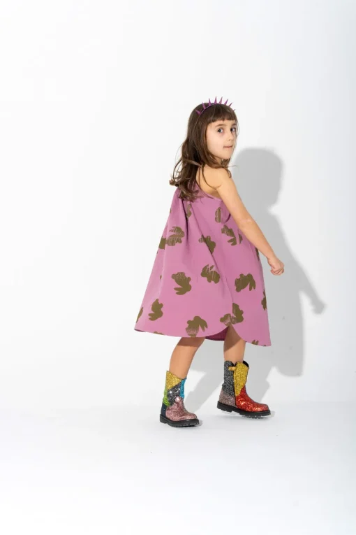 LILAC AND GREEN BUNNY PRINT STRAPPY DRESS