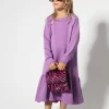 LILAC CREW NECK GATHERED DRESS