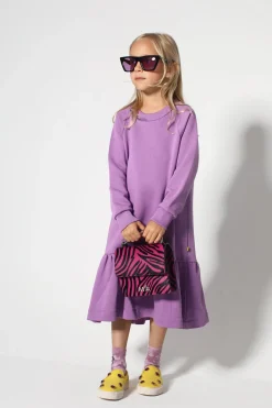 LILAC CREW NECK GATHERED DRESS