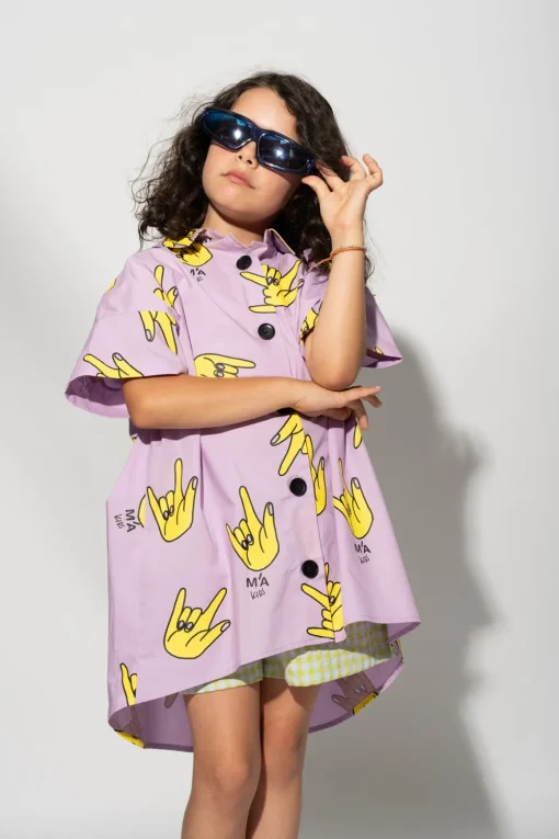 LILAC HANDS PRINT OVERSIZED SHIRT