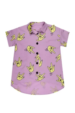 LILAC HANDS PRINT OVERSIZED SHIRT