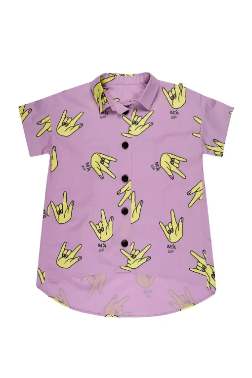 LILAC HANDS PRINT OVERSIZED SHIRT