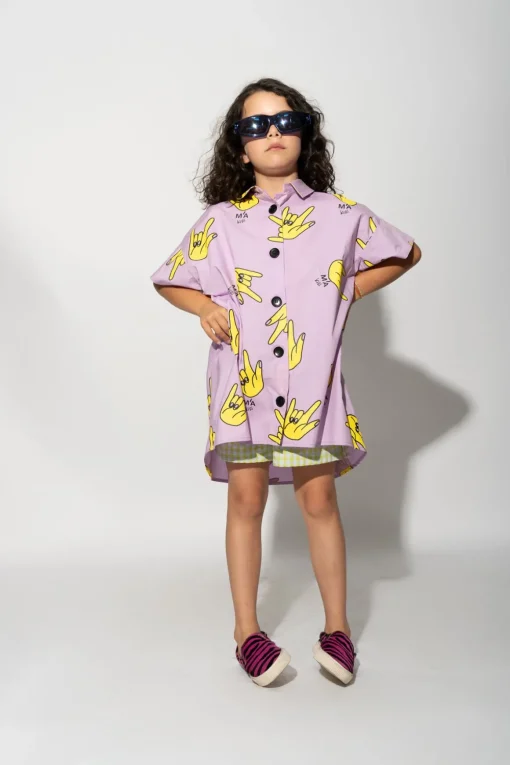 LILAC HANDS PRINT OVERSIZED SHIRT