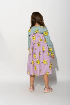 LILAC HANDS PRINT STRAP DRESS