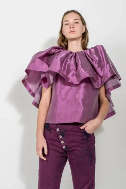 LILAC PLEATED CAPE TOP